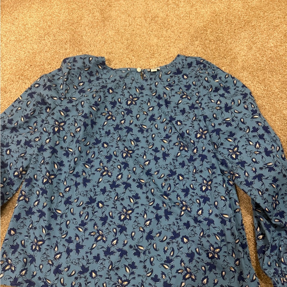 J. Crew Blue Floral Blouse